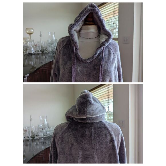 Member’s Mark Cozy Plush Pullover Hoodie Faux Fur Soft Purple Cream - Picture 5 of 7